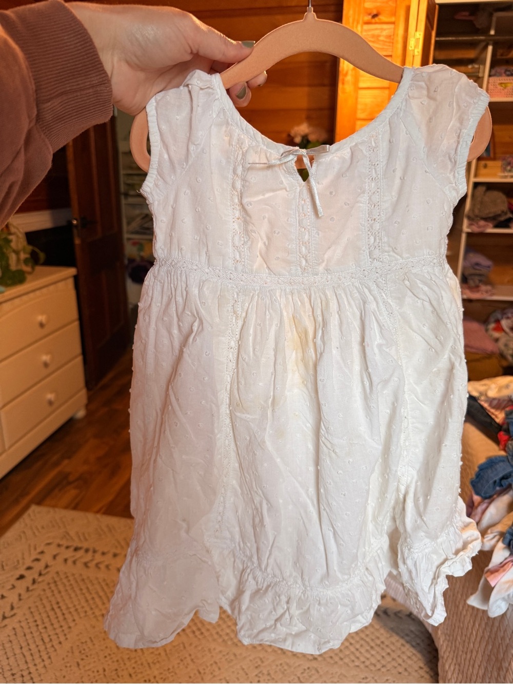 GAP White Eyelet Cotton Girls Dress